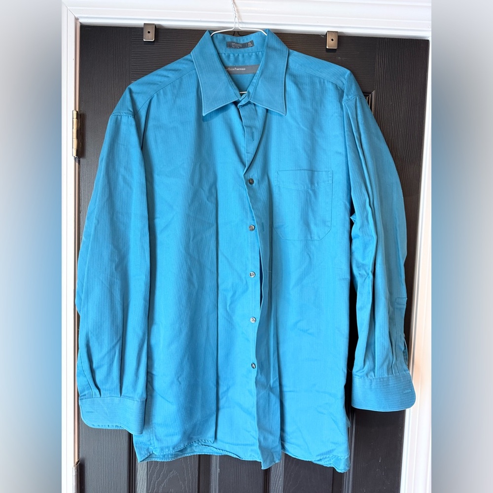 Perry Ellis Teal Dress Shirt 17.5 34/35